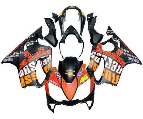 Honda CBR600F4i Fairings (2004-2007) Matte Black, Orange Rossi at KingsMotorcycleFairings.com