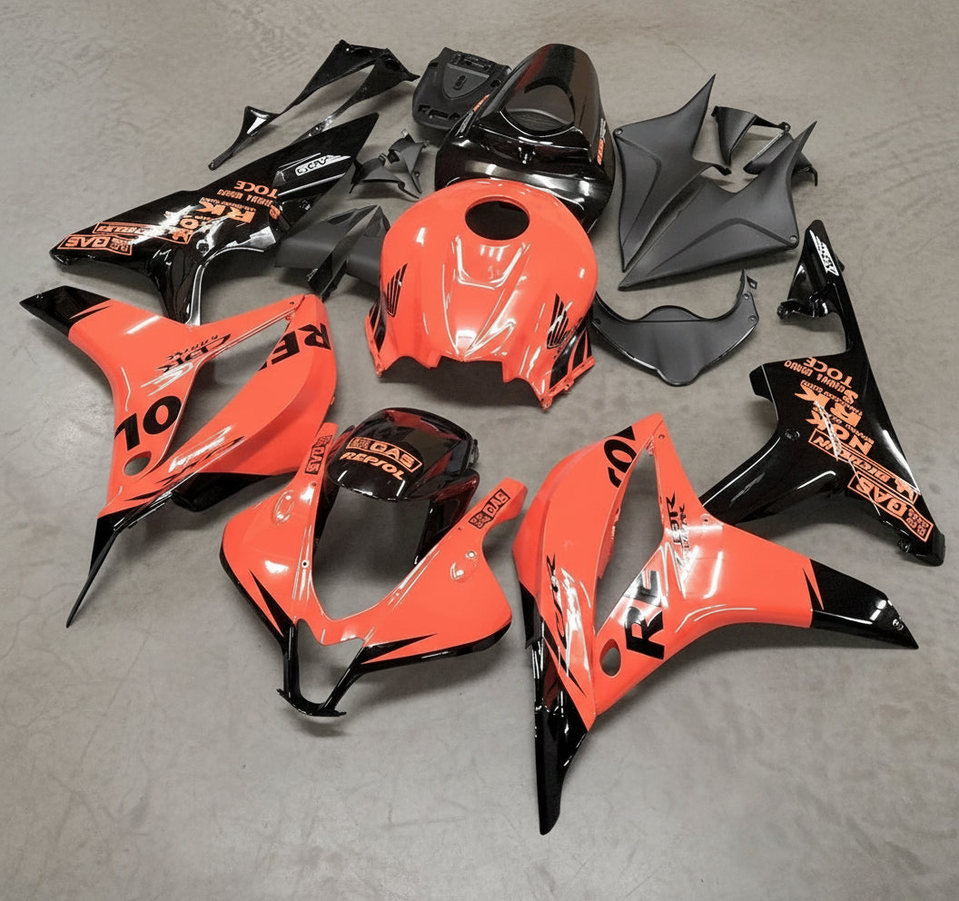 Honda CBR600 Fairings (2007-2008) Orange, Black Repsol at KingsMotorcycleFairings.com