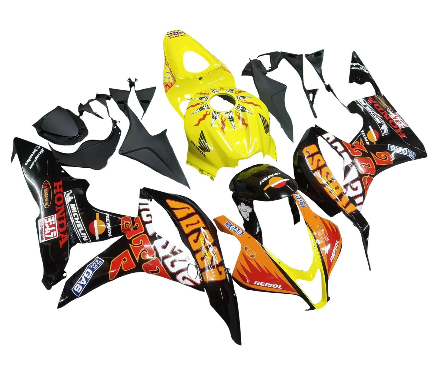 Honda CBR 600 Fairings (2007-2008) Yellow, Black Rossi at KingsMotorcycleFairings.com