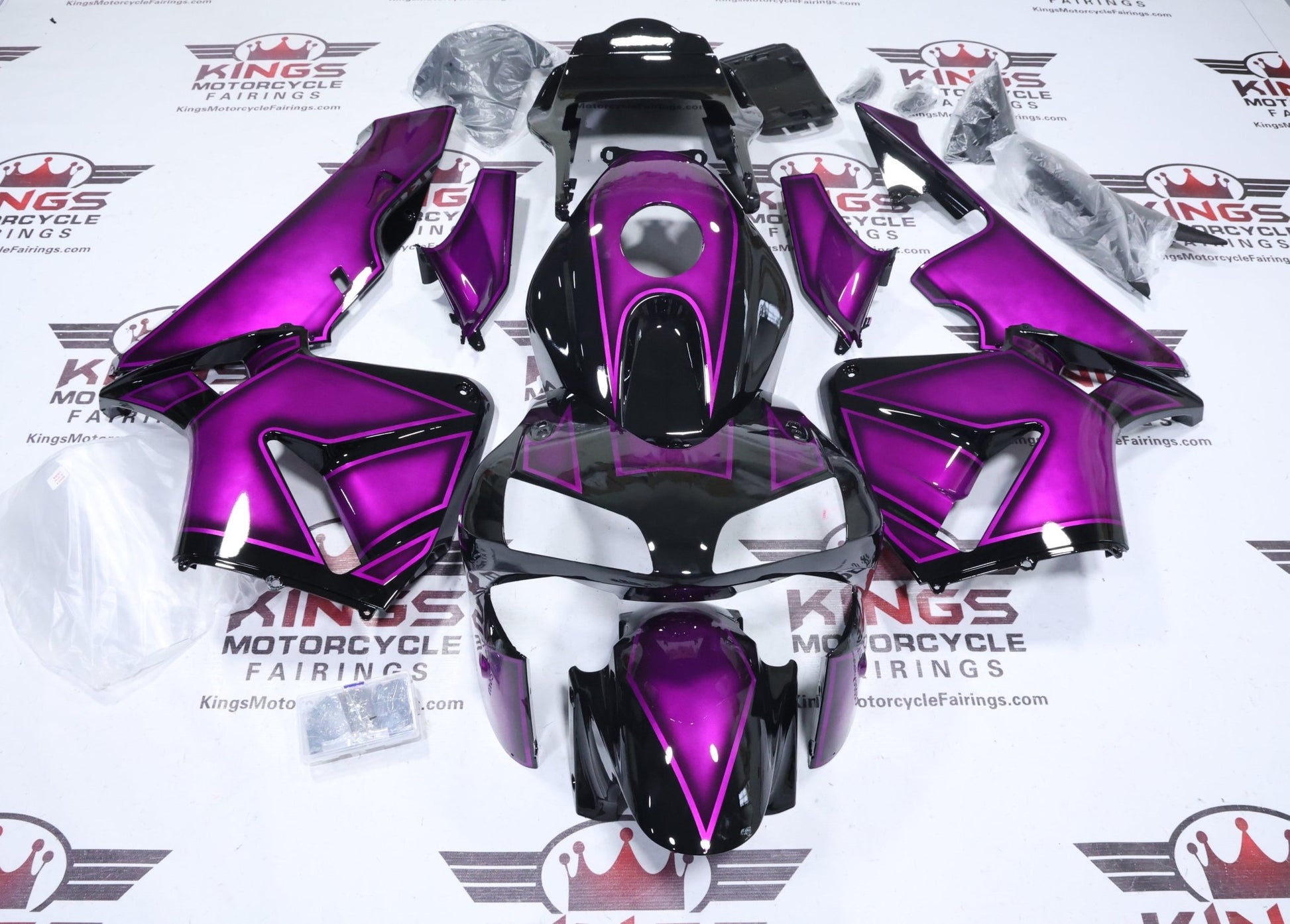 Honda CBR600RR Fairing Kit (2003-2004) Purple, Black Custom at KingsMotorcycleFairings.com