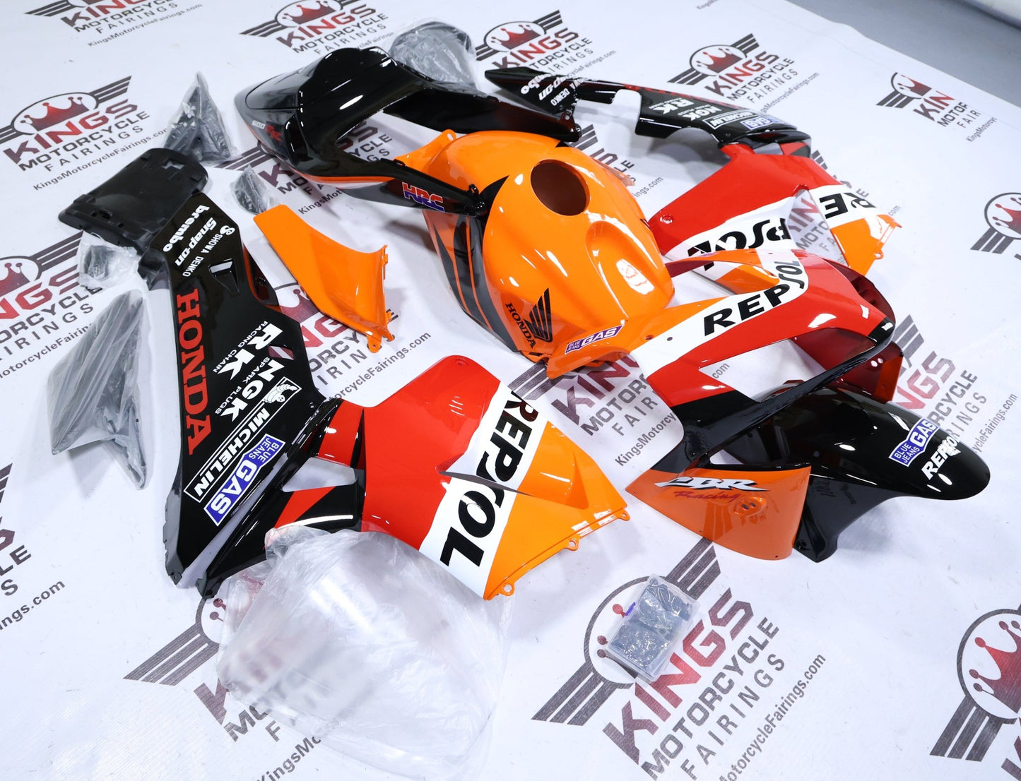 Honda CBR600RR Fairings (2003-2004) Repsol Orange from KingsMotorcycleFairings.com