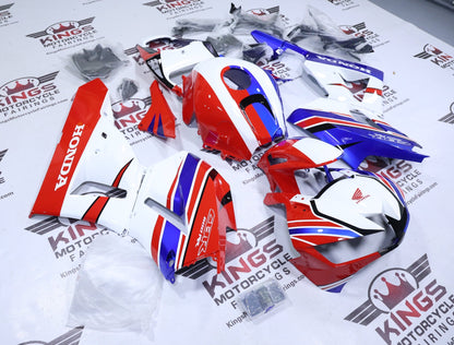 Honda CBR600RR Fairing Kit (2024-2025) White, Blue, Red, Stripe at KingsMotorcycleFairings.com
