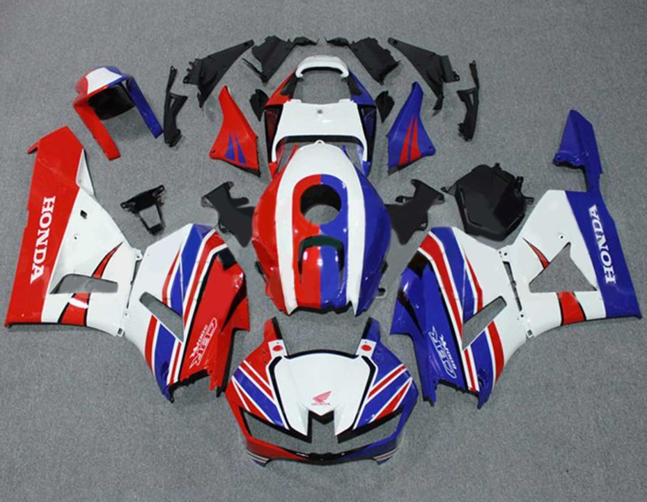 Honda CBR600RR Fairing Kit (2024-2025) White, Red, Blue Stripes at KingsMotorcycleFairings.com