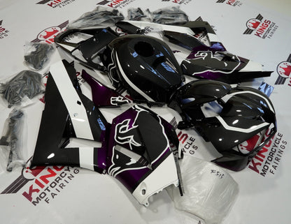 Honda CBR600RR Fairings (2026) Faux Carbon Fiber, Purple, Black, White Bull from KingsMotorcycleFairings.com