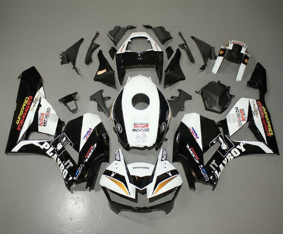 Honda CBR600RR Fairing Kit (2026) White, Black Playboy at KingsMotorcycleFairings.com