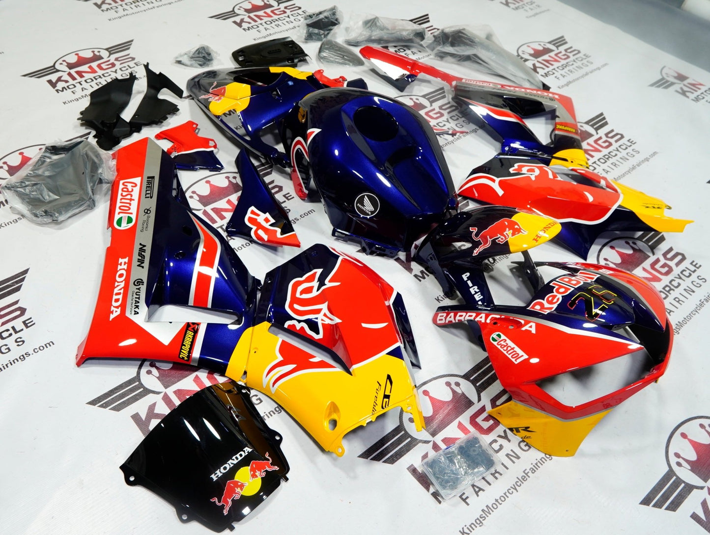 Honda CBR600RR Fairings (2013-2023) Blue, Red, Yellow RedBull at KingsMotorcycleFairings.com