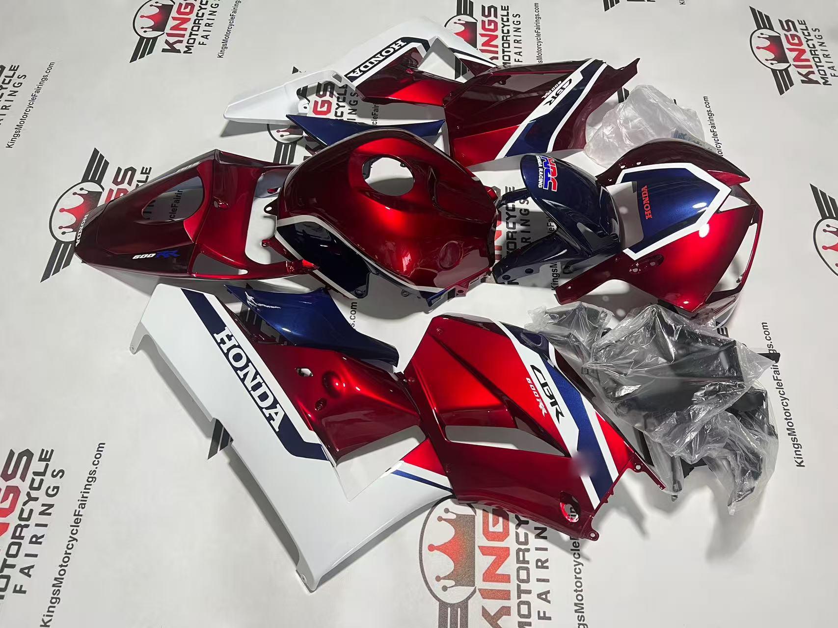 Honda CBR600RR Fairing Set (2013-2023) Dark Red, Dark Blue, White at KingsMotorcycleFairings.com