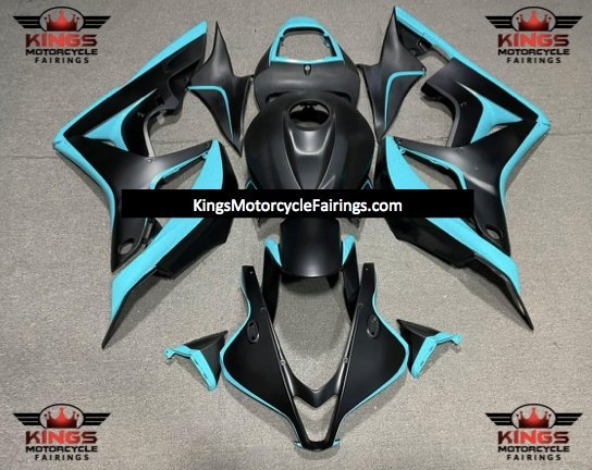 Honda CBR600RR Fairings Kit (2007-2008) Matte Black, Blue Turquoise at KingsMotorcycleFairings.com
