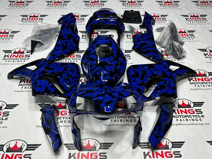 Honda CBR600RR Fairings (2003-2004) Black, Blue Camouflage at KingsMotorcycleFairings.com