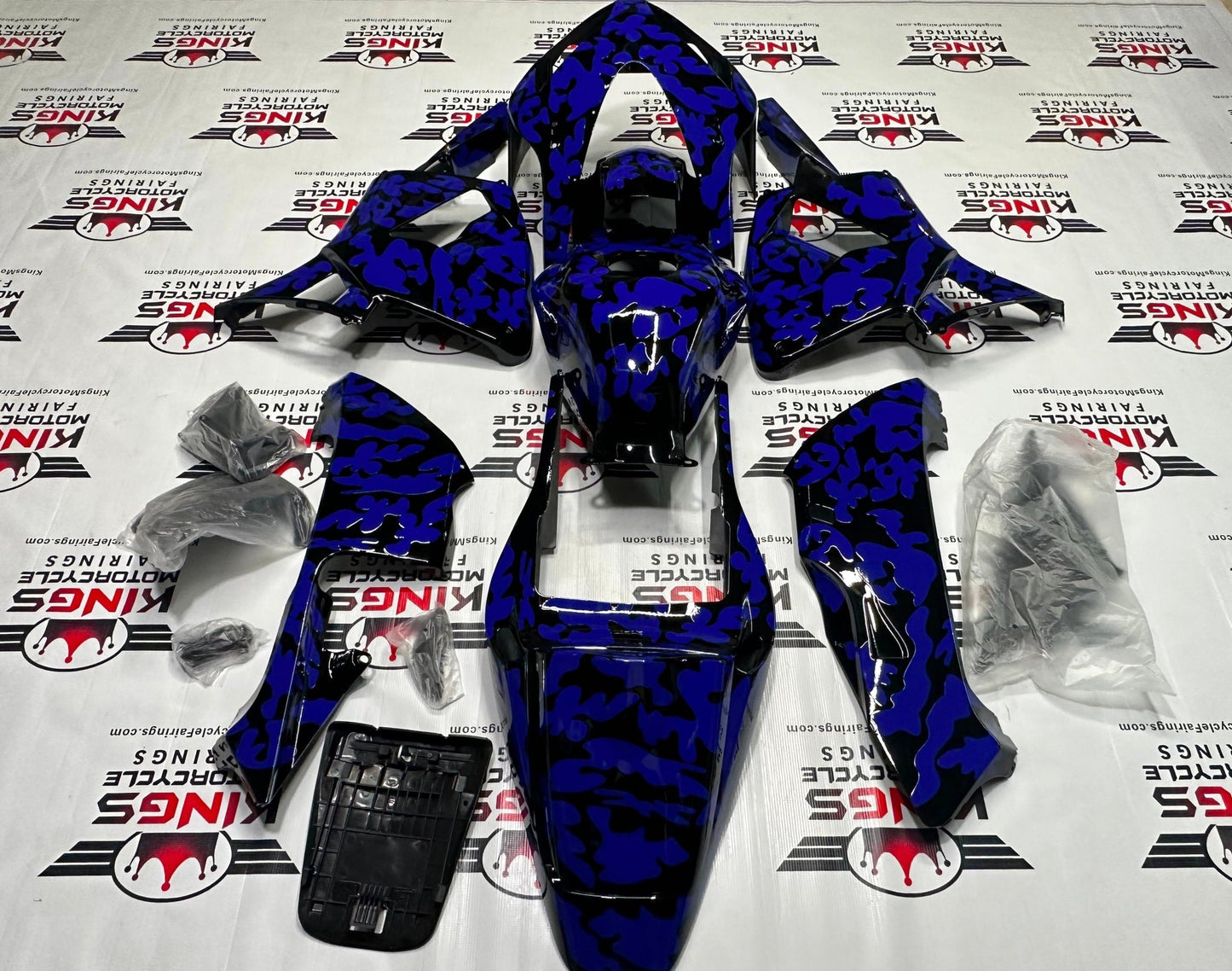 Honda CBR 600RR Fairings (2003-2004) Black, Blue Camouflage at KingsMotorcycleFairings.com