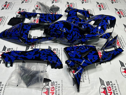 Honda CBR600RR Fairings (2003-2004) Black, Blue Camouflage from KingsMotorcycleFairings.com