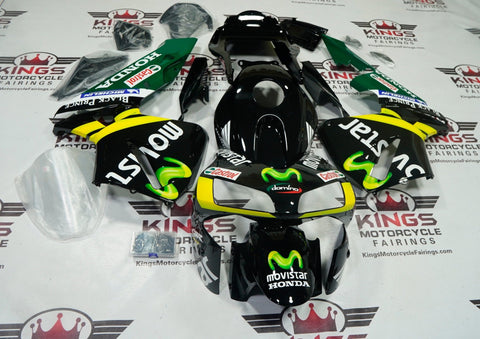 Honda CBR600RR Fairings (2003-2004) Black, Green Movistar at KingsMotorcycleFairings.com