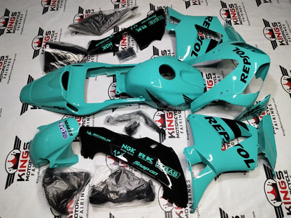 Honda CBR600RR Fairings (2003-2004) Blue Turquoise, Black Repsol from KingsMotorcycleFairings.com