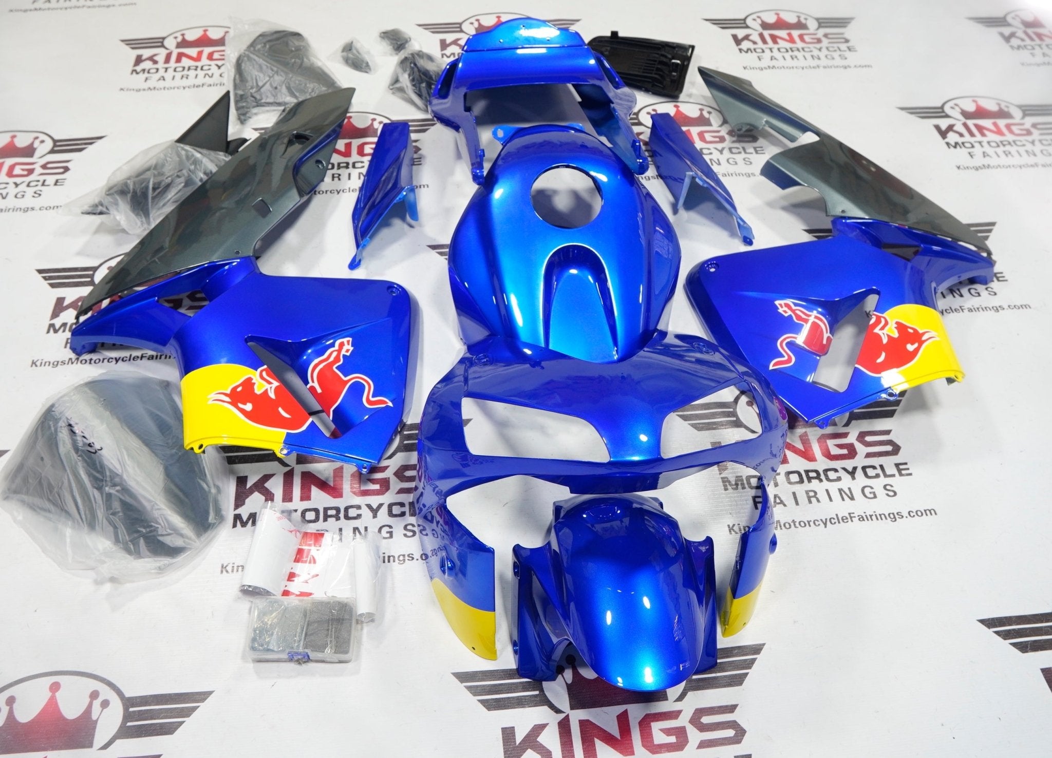 Honda CBR600RR Fairings (2003-2004) Blue, Gray RedBull at KingsMotorcycleFairings.com