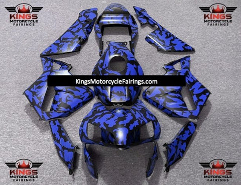 Honda CBR600RR Fairings (2003-2004) Matte Blue, Black Camouflage at KingsMotorcycleFairings.com