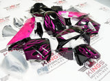 Honda CBR600RR Fairings (2003-2004) Pink Flames, Black at KingsMotorcycleFairings.com