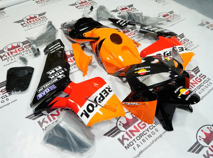 Honda CBR 600RR Fairings (2005-2006) Black, Orange, White Repsol at KingsMotorcycleFairings.com