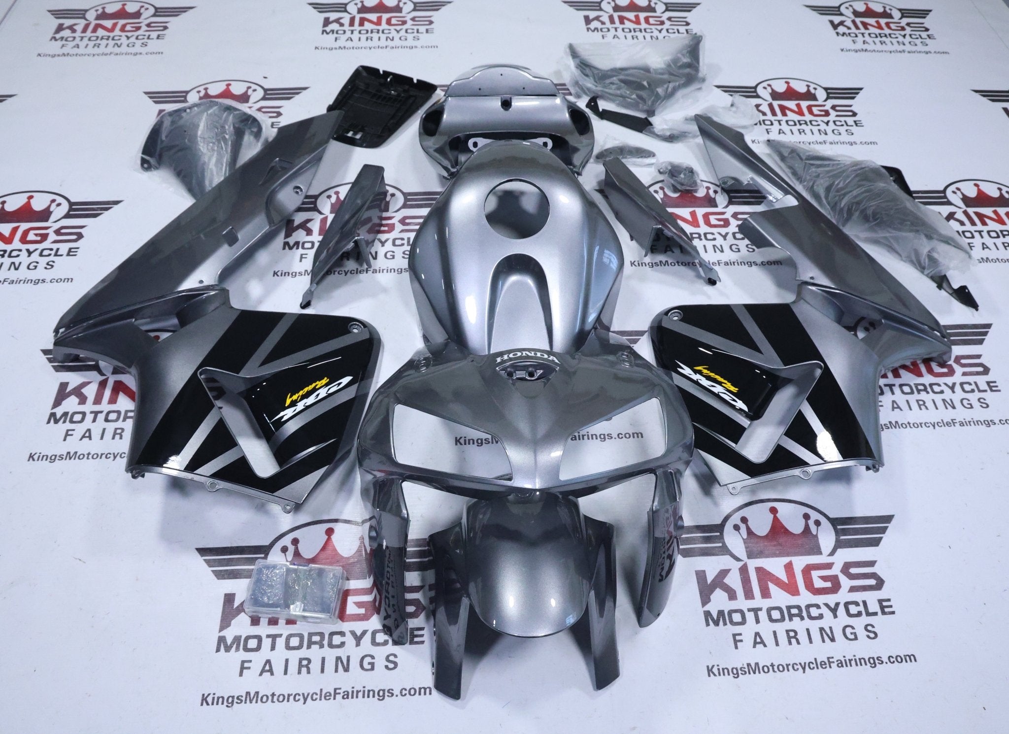 Honda CBR600RR Fairings (2005-2006) Dark Silver, Black Wings at KingsMotorcycleFairings.com