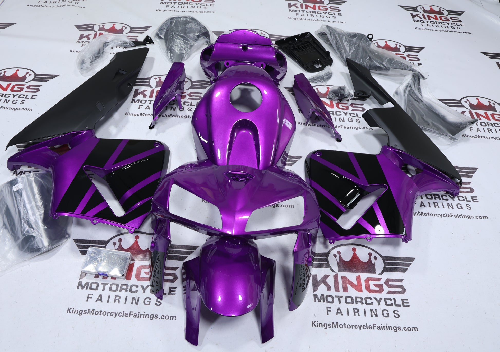 Honda CBR600RR Fairings (2005-2006) Purple, Black, Matte Black from KingsMotorcycleFairings.com