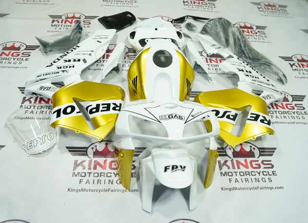 Honda CBR600RR Fairings (2005-2006) White, Gold, Black Repsol at KingsMotorcycleFairings.com