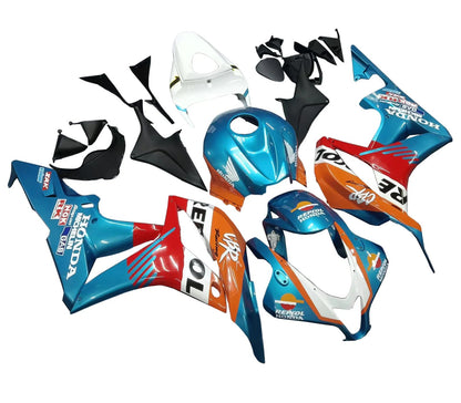 Honda CBR 600RR Fairings (2007-2008) Blue, White, Orange Repsol at KingsMotorcycleFairings.com