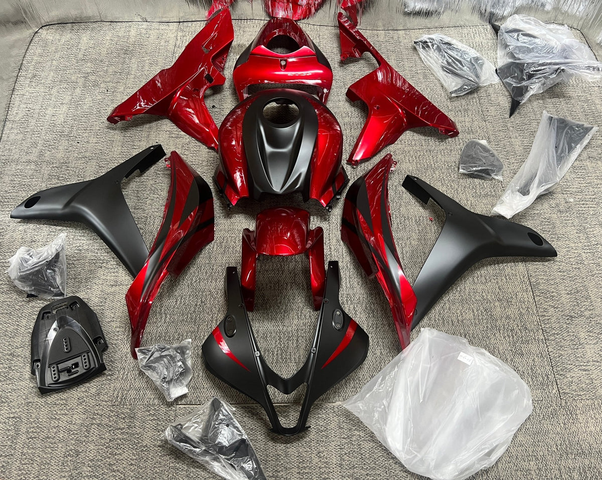 Honda CBR600RR Fairings (2007-2008) Burgundy Red, Matte Black from KingsMotorcycleFairings.com.