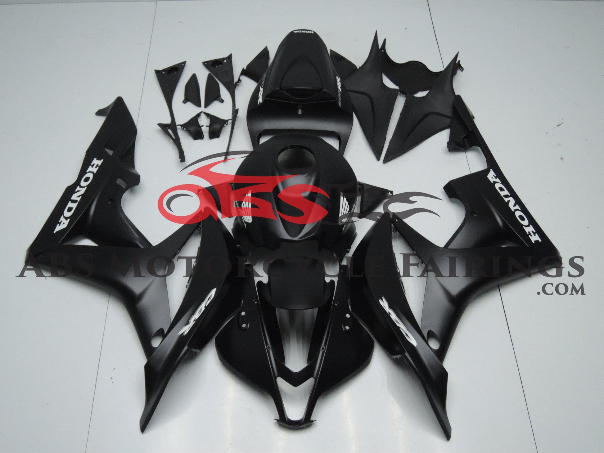Honda CBR600RR Fairings (2007-2008) Satin Black, White at KingsMotorcycleFairings.com