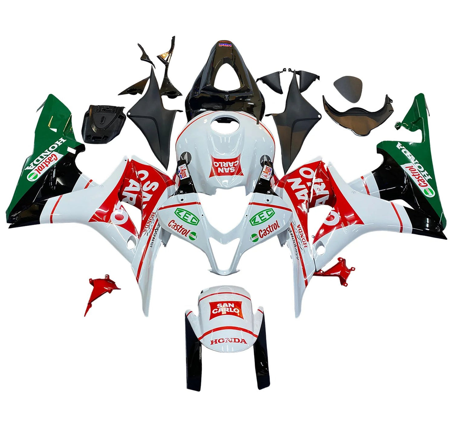 Honda CBR 600 Fairings (2007-2008) White, Red, Green San Carlo at KingsMotorcycleFairings.com
