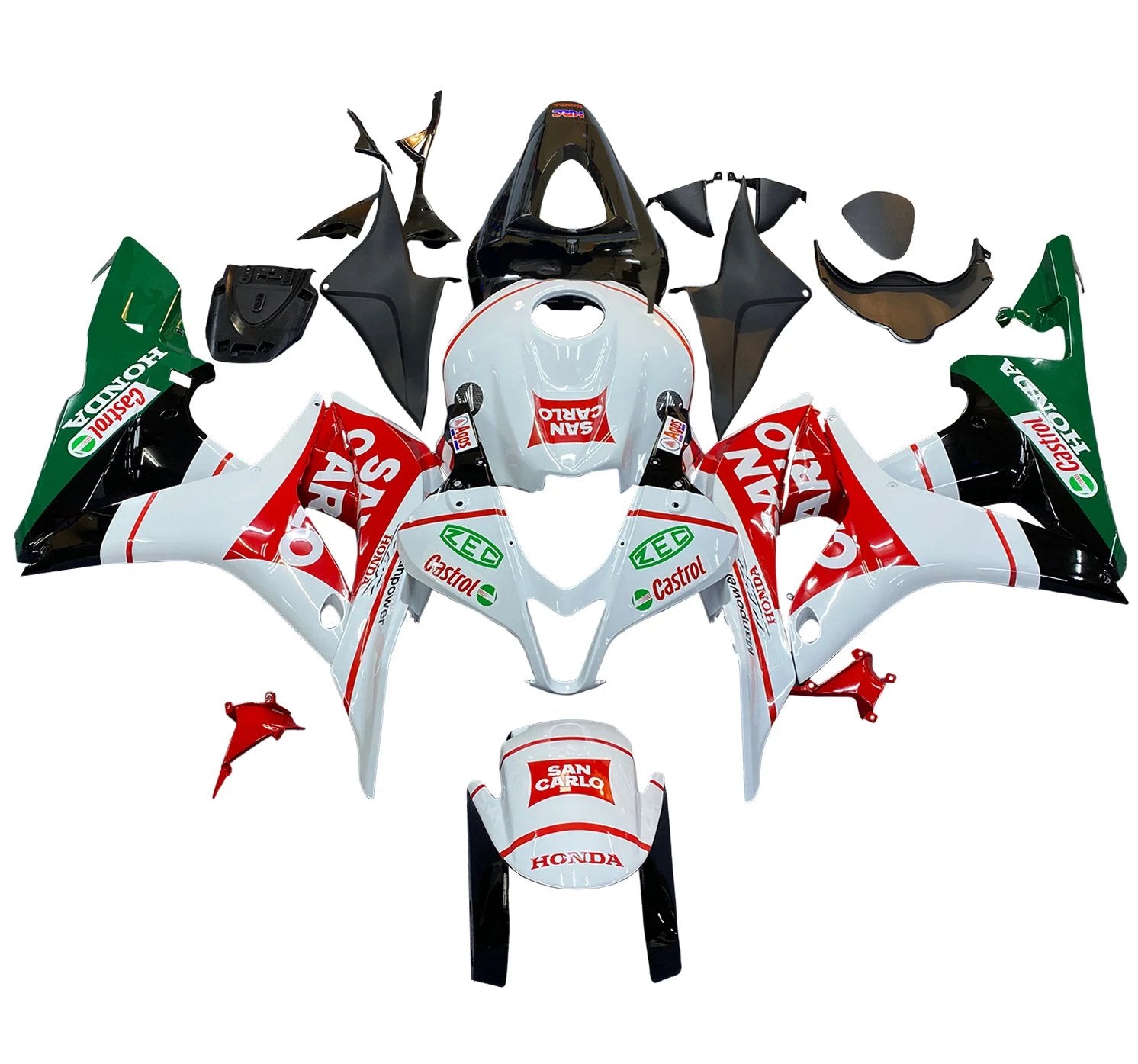 Honda CBR 600 Fairings (2007-2008) White, Red, Green San Carlo at KingsMotorcycleFairings.com