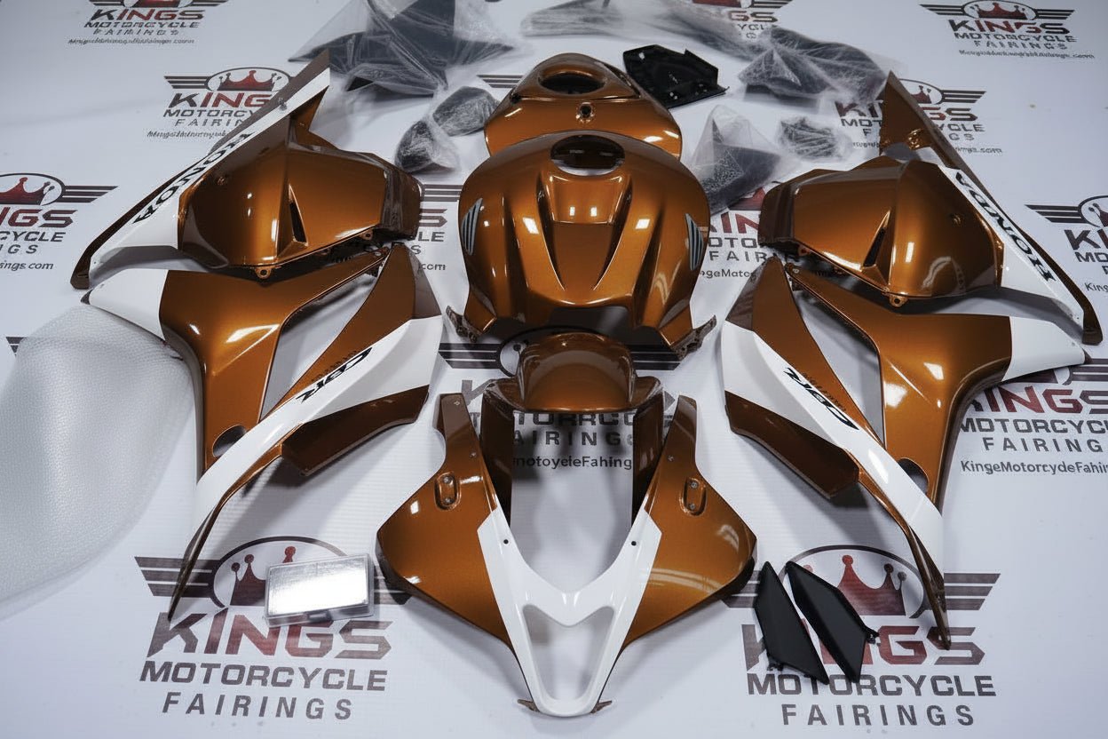 Honda CBR600RR Fairings (2009-2012) Brown, White Stripe, Black at KingsMotorcycleFairings.com