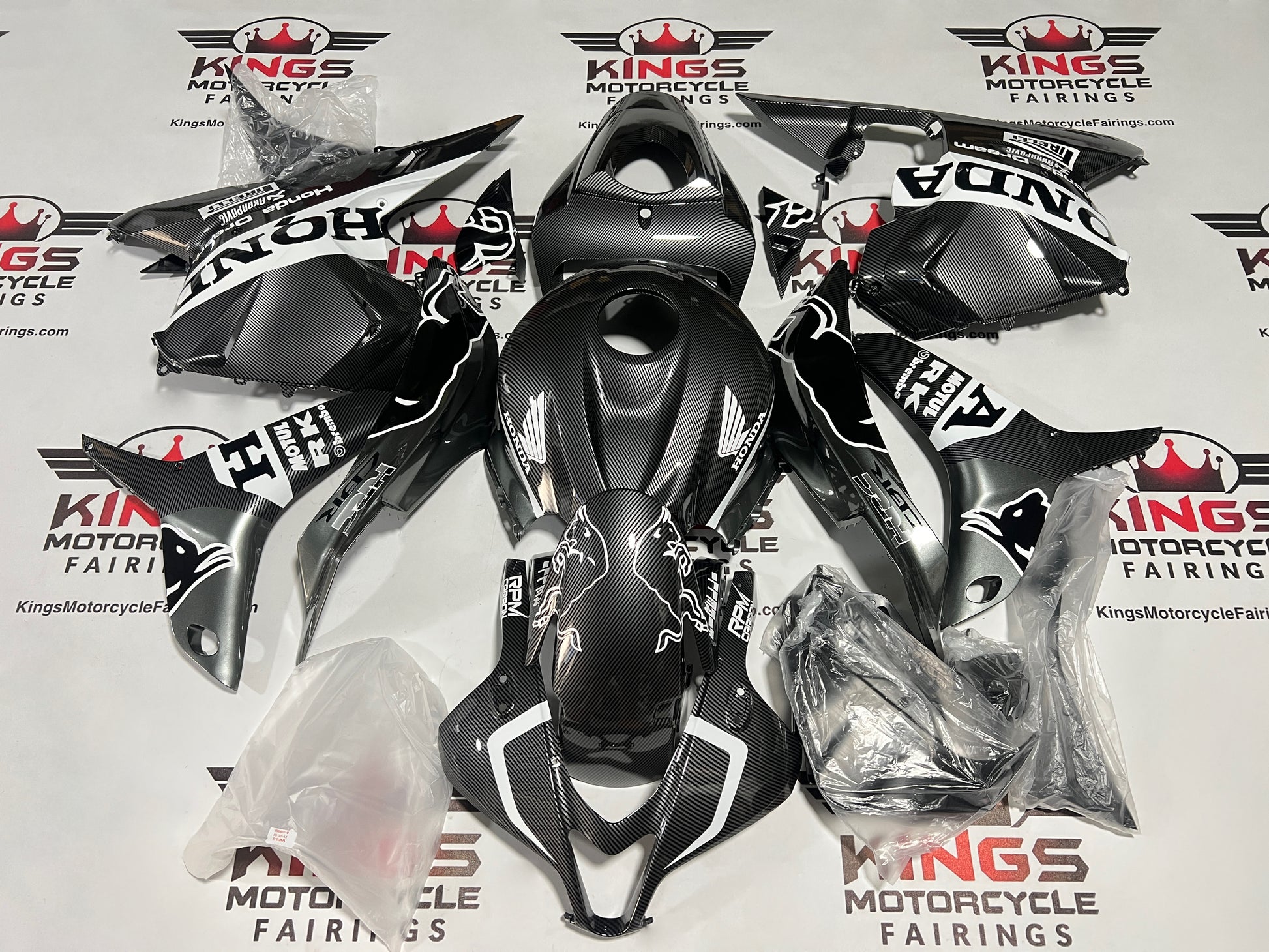 Honda CBR600RR Fairings (2009-2012) Faux Carbon Fiber Bulls at KingsMotorcycleFairings.com