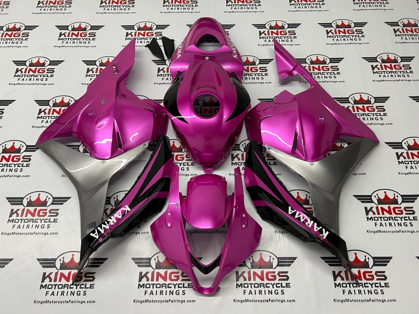 Honda CBR600RR Fairings (2009-2012) Pink, Silver, Black Karma from KingsMotorcycleFairings.com