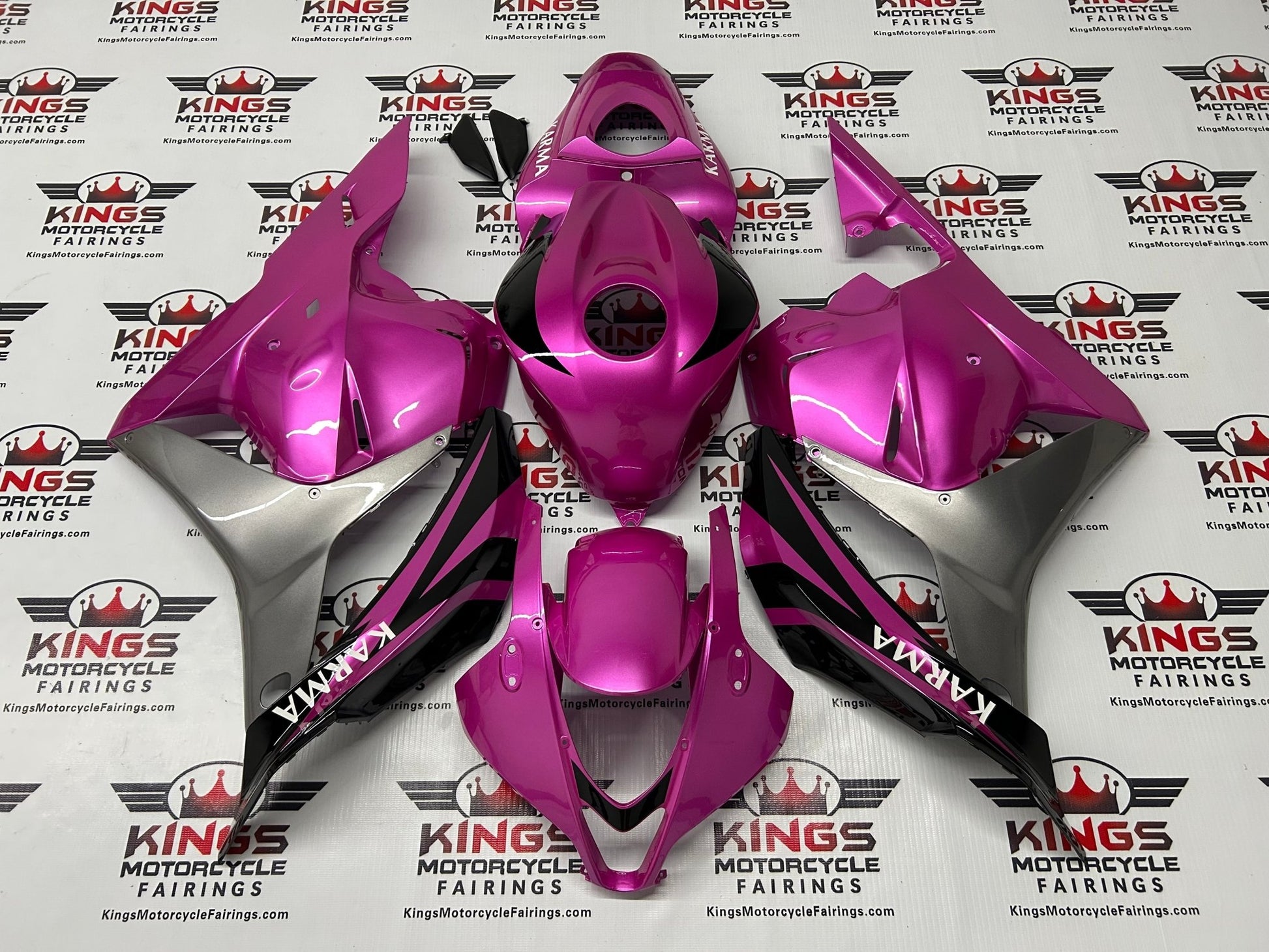 Honda CBR600RR Fairings (2009-2012) Pink, Silver, Black Karma from KingsMotorcycleFairings.com