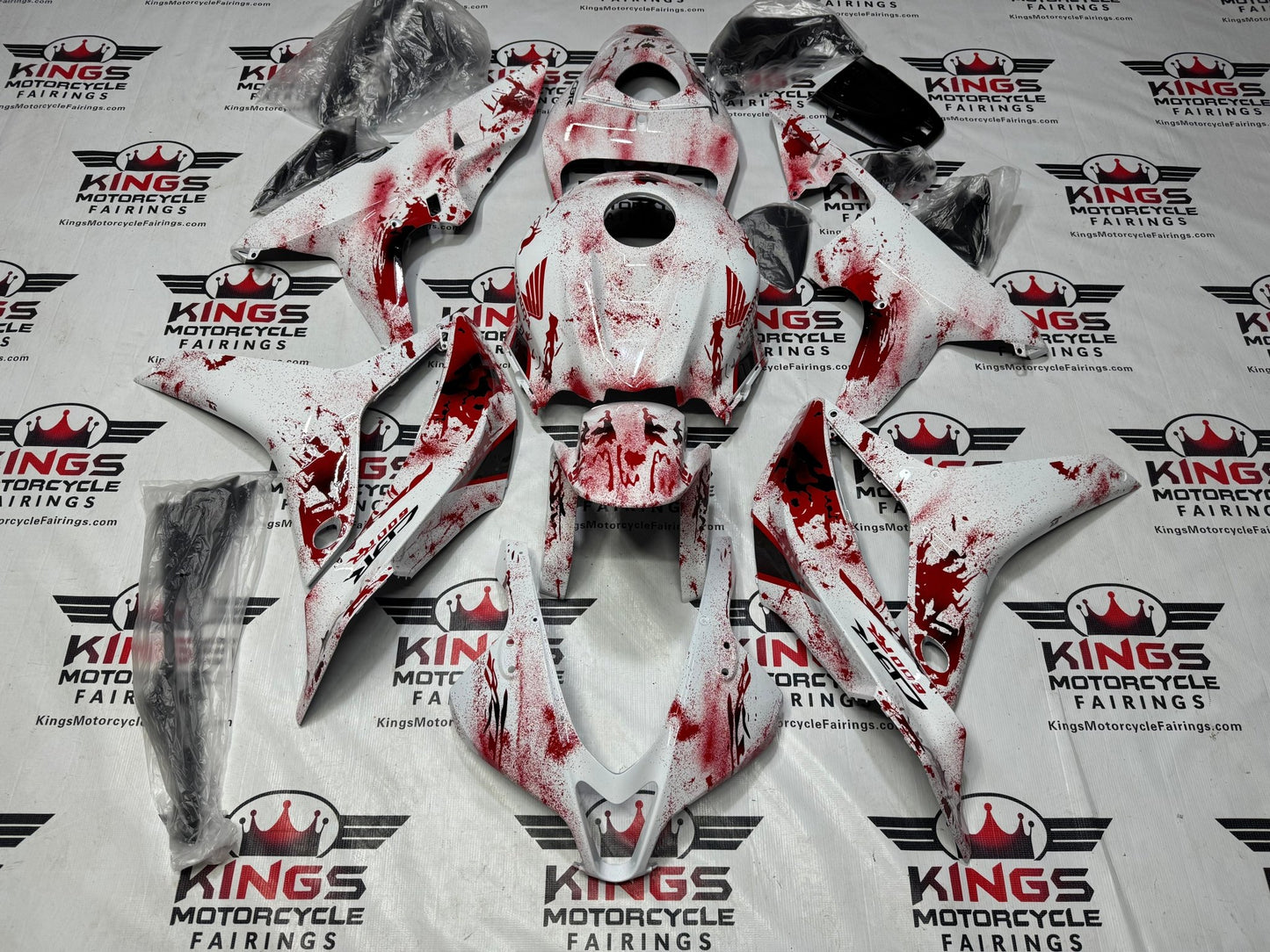 Honda CBR600RR Fairings (2009-2012) White, Red Blood Splatter at KingsMotorcycleFairings.com