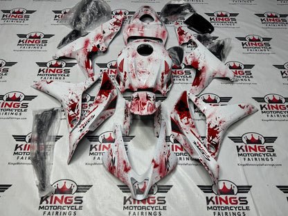 Honda CBR600RR Fairings (2009-2012) White, Red Blood Splatter at KingsMotorcycleFairings.com