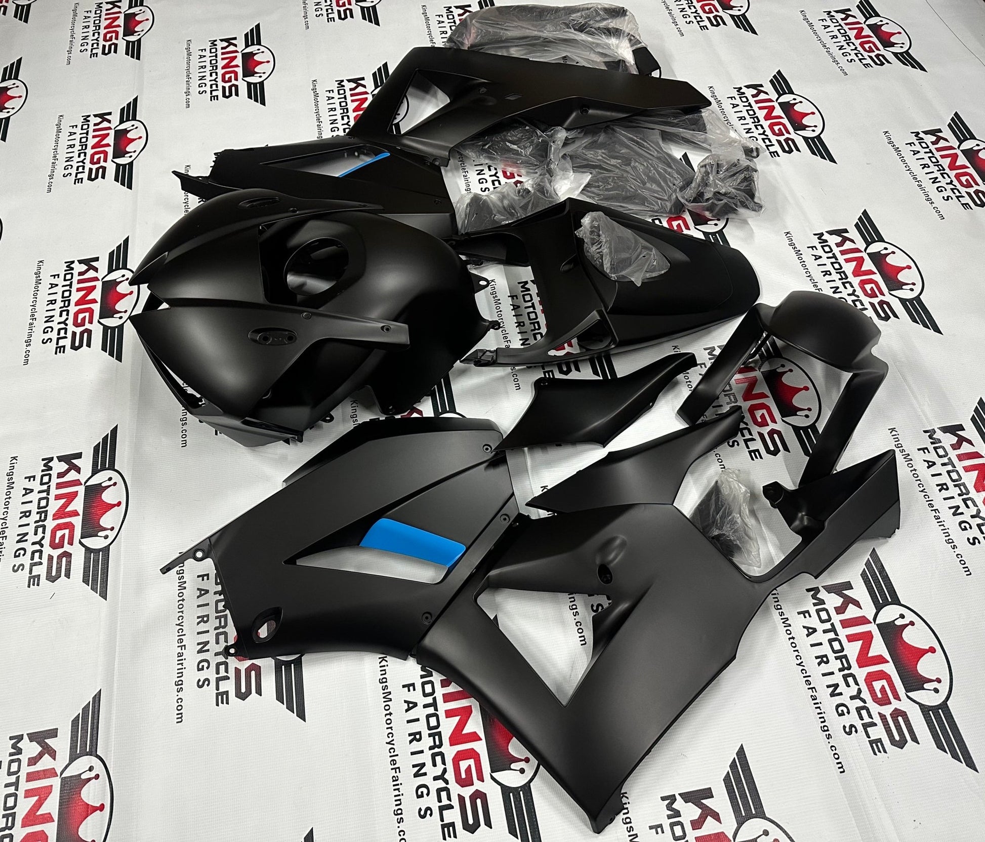 Honda CBR 600RR Fairing Set (2013-2023) Matte Black, Blue at KingsMotorcycleFairings.com