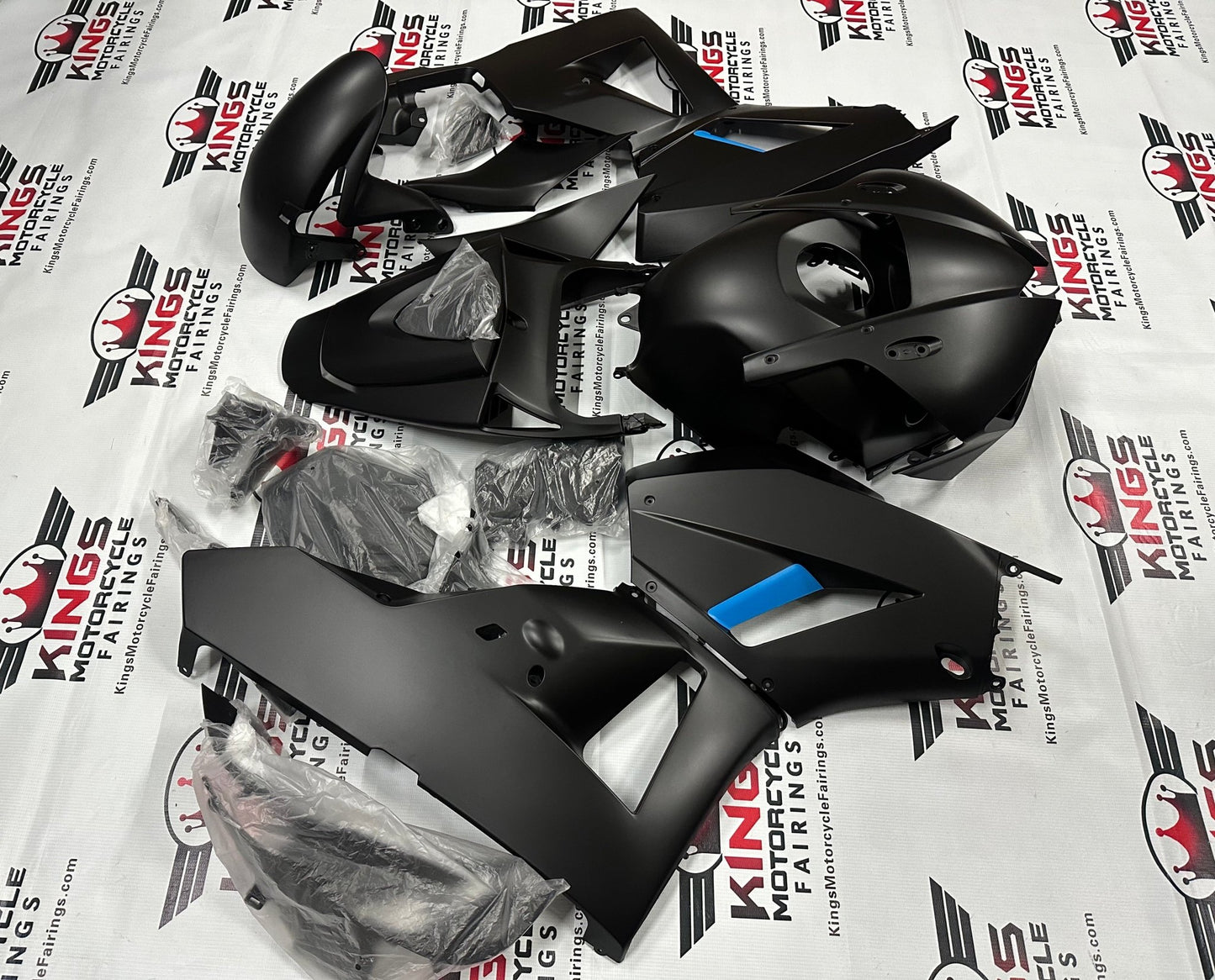 Honda CBR 600RR Fairings (2013-2023) Matte Black, Blue at KingsMotorcycleFairings.com