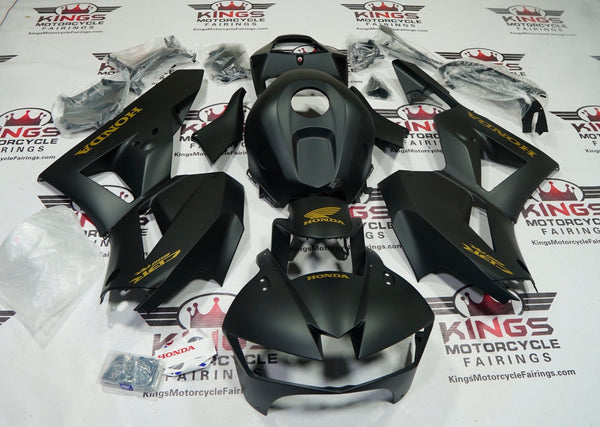 Honda CBR600RR Fairings (2013-2023) Matte Black, Gold at KingsMotorcycleFairings.com