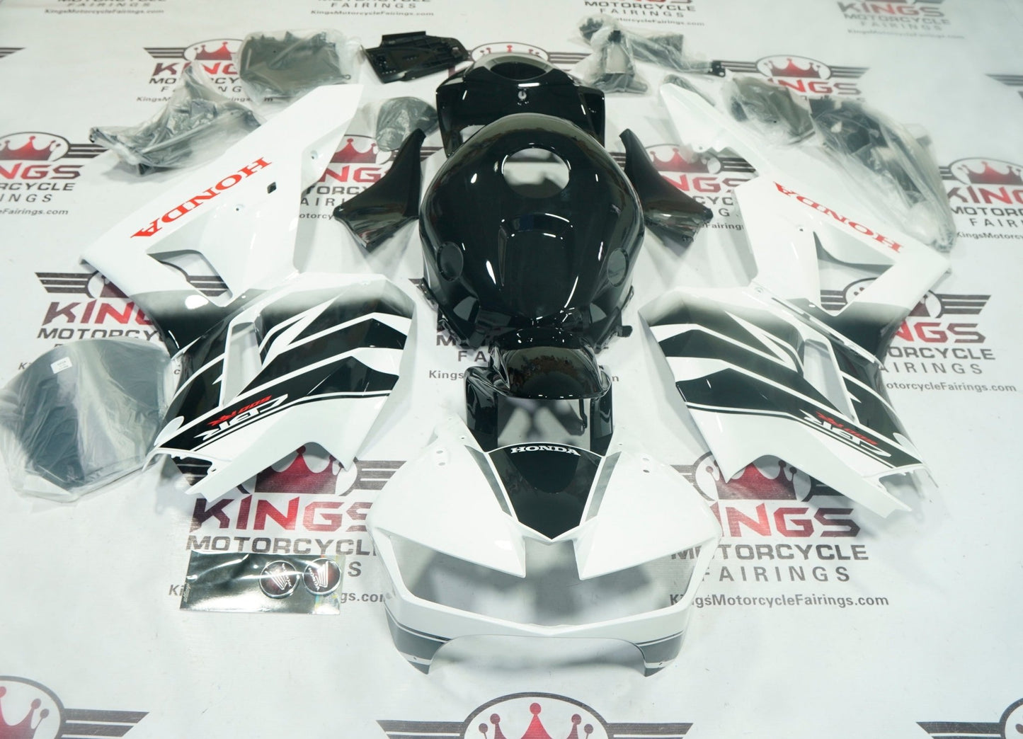 Honda CBR600RR Fairings (2013-2023) White, Black Wings, Red at KingsMotorcycleFairings.com