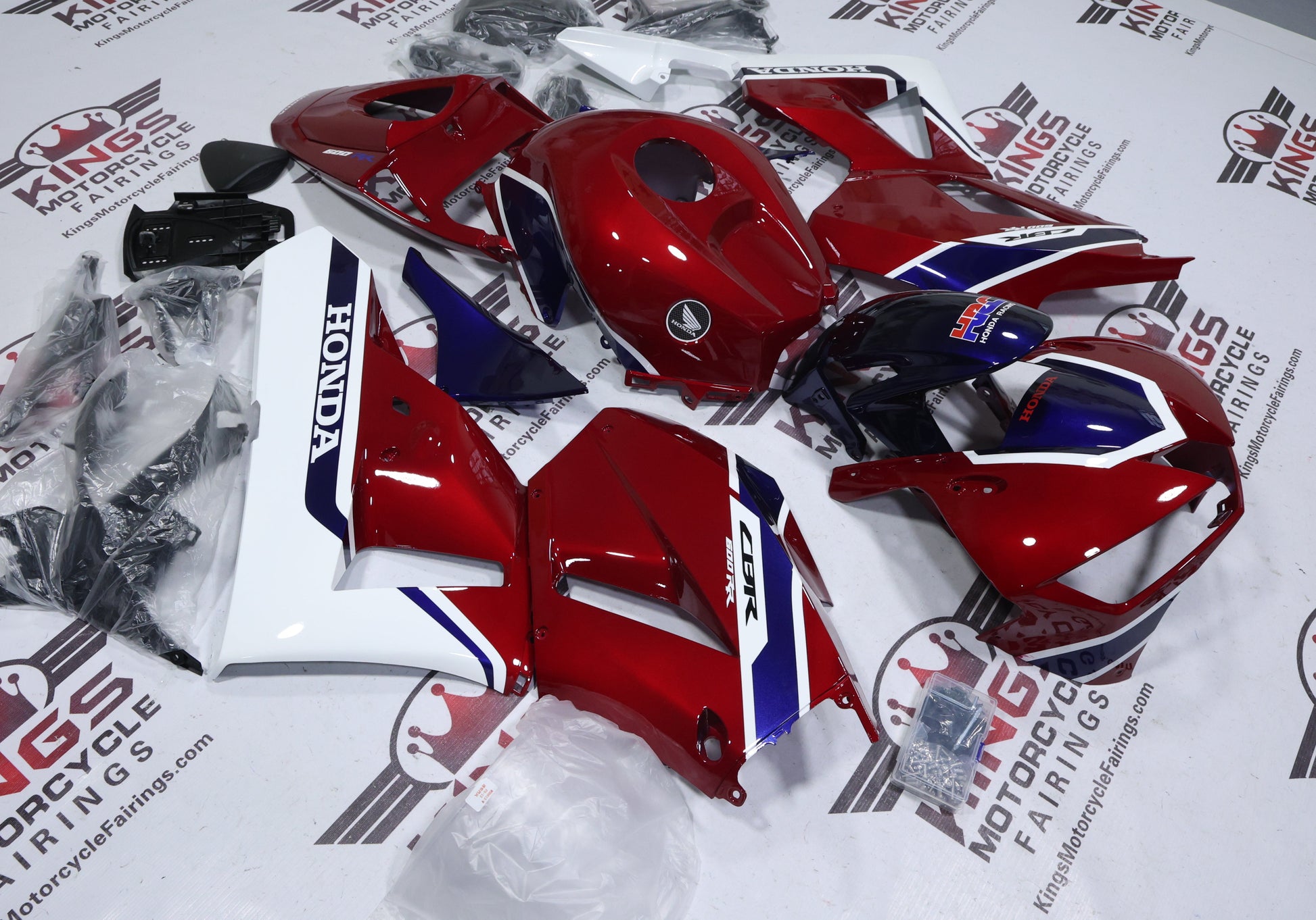 Honda CBR600RR Fairings (2024-2025) Candy Red, Dark Blue, White at KingsMotorcycleFairings.com