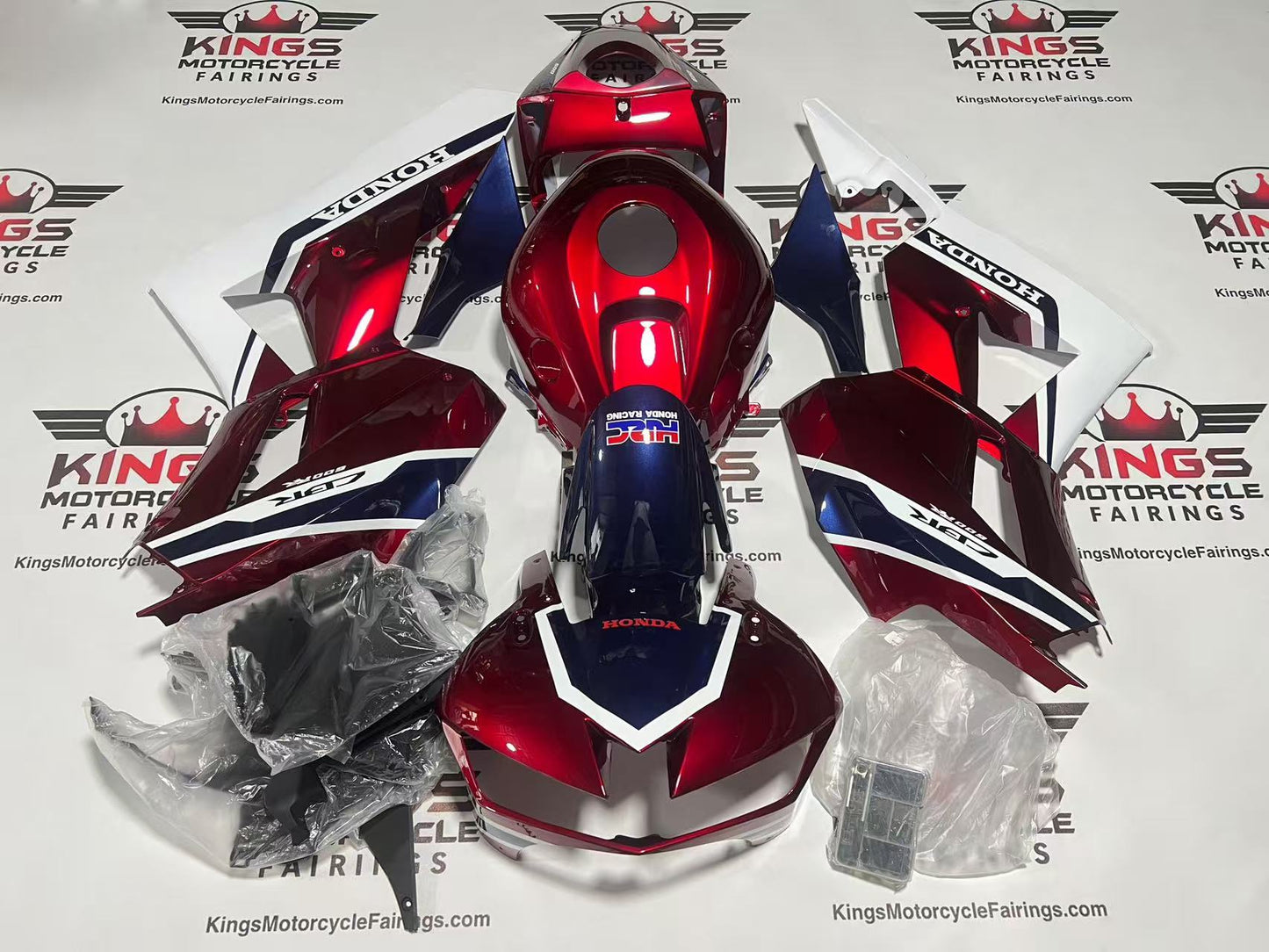 Honda CBR600RR Fairings (2024-2025) Dark Red, Dark Blue, White at KingsMotorcycleFairings.com