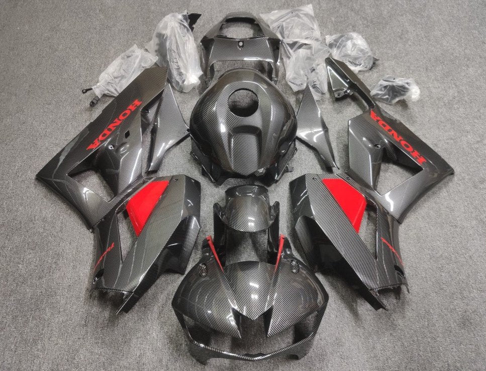 Honda CBR 600RR Fairings (2024-2025) Faux Carbon Fiber, Red at KingsMotorcycleFairings.com
