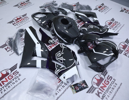 Honda CBR600RR Fairings (2024-2025) Faux Carbon Fiber, White, Purple, Bull from KingsMotorcycleFairings.com