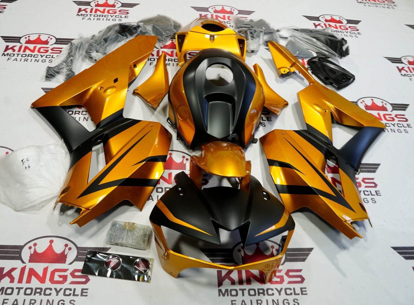 Honda CBR600RR Fairings (2024-2025) Gold, Matte Black at KingsMotorcycleFairings.com
