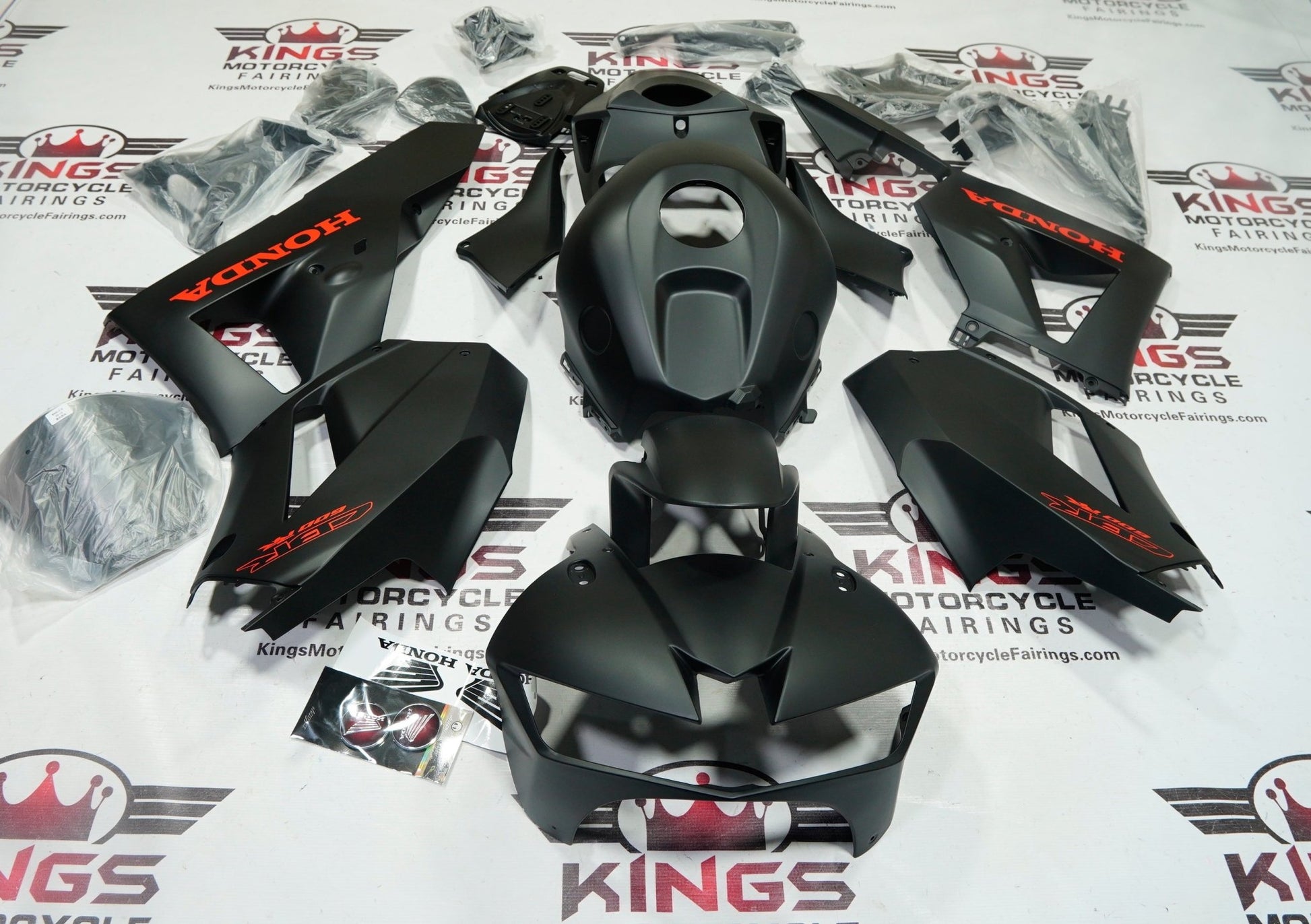 Honda CBR600RR Fairings (2024-2025) Matte Black, Matte Red at KingsMotorcycleFairings.com