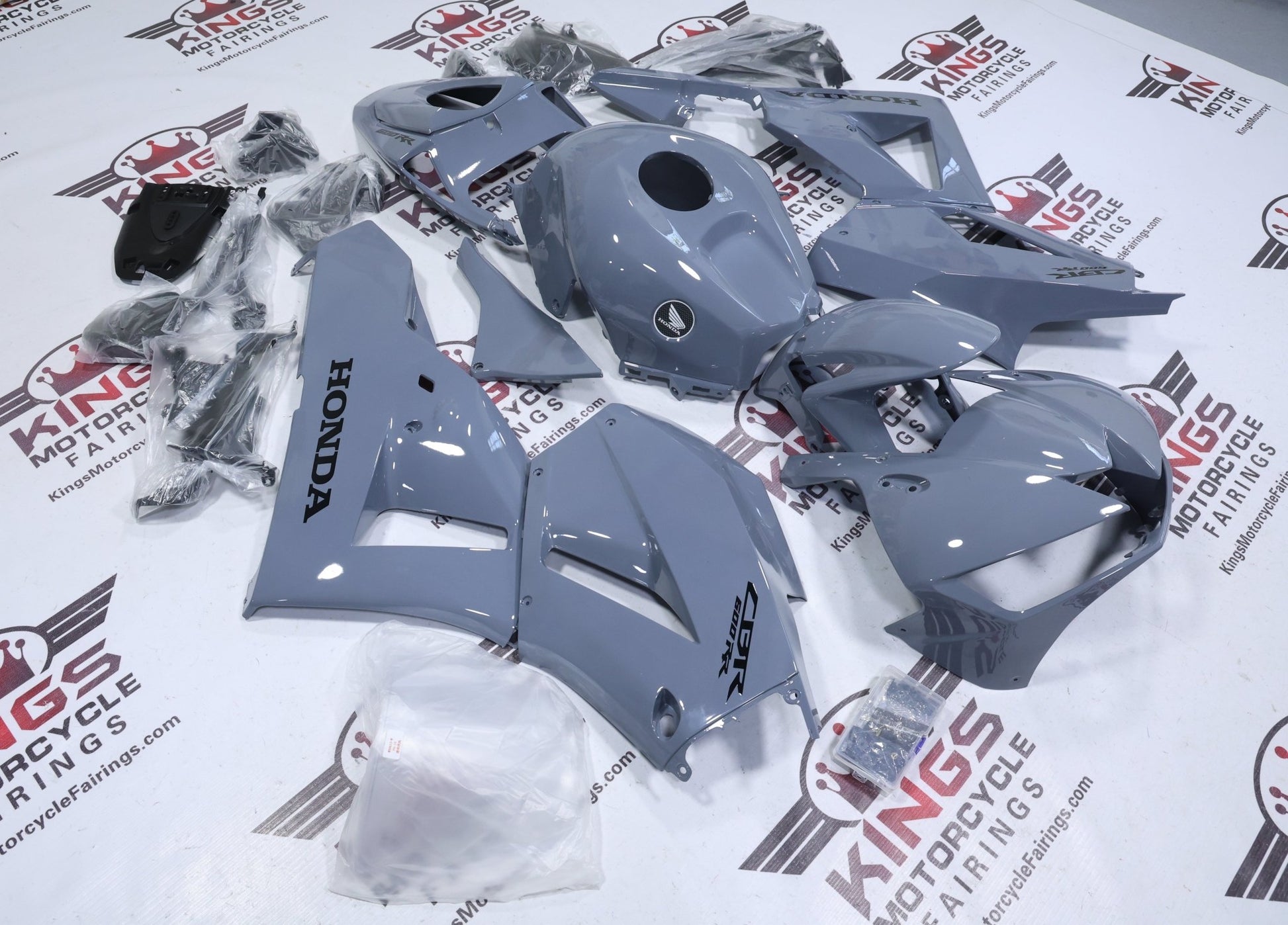 Honda CBR600RR Fairings (2024-2025) Nardo Gray, Black from KingsMotorcycleFairings.com