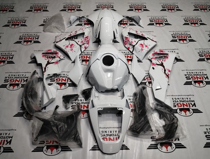 Honda CBR600RR Fairings (2024-2025) White, Cherry Blossoms at KingsMotorcycleFairings.com