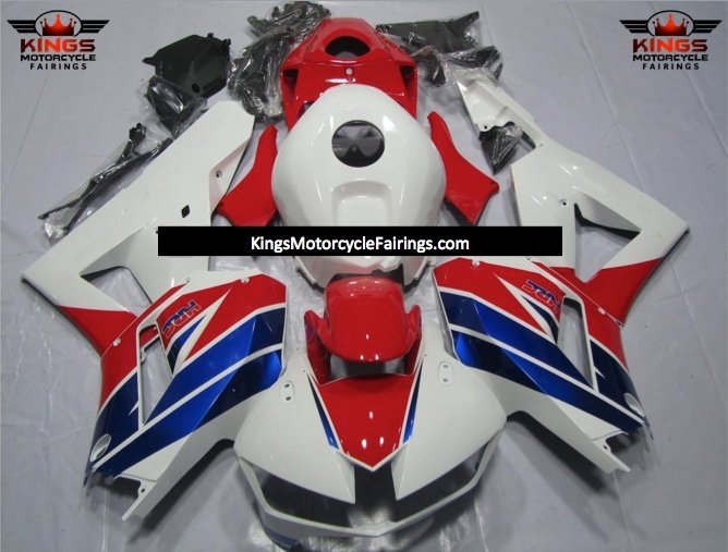 Honda CBR600RR Fairings (2024-2025) White, Red, Blue Stripe HRC at KingsMotorcycleFairings.com