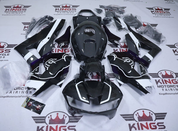 Honda CBR600RR Fairings (2026) Faux Carbon Fiber, White, Purple, Bull at KingsMotorcycleFairings.com