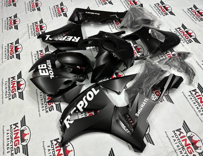 Honda CBR600RR Fairings (2026) Flat Black, White Repsol from KingsMotorcycleFairings.com